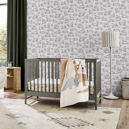 Classic Laurel Green Wood Convertible Baby Crib
