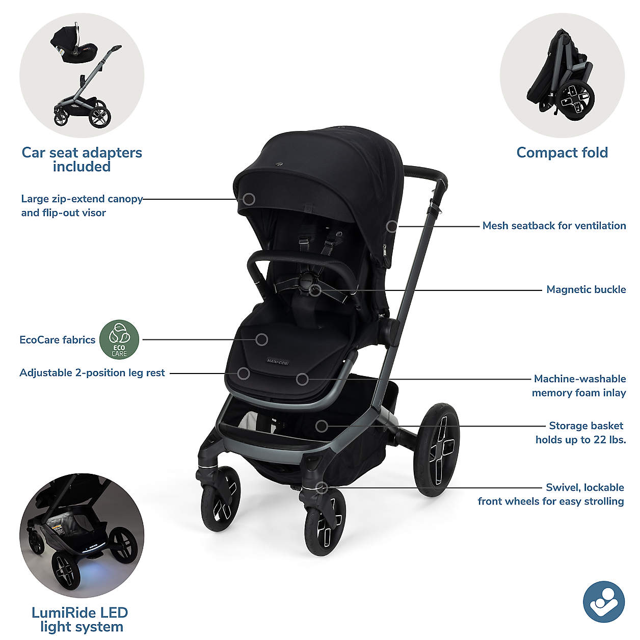 Maxi-Cosi Fame Twillic Black Modular Baby Stroller