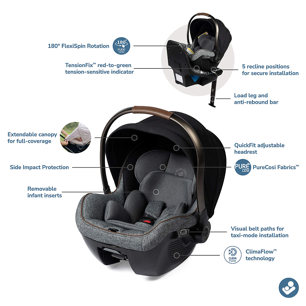 Maxi-Cosi ® Peri ™ Onyx Wonder 180 Rotating Infant Car Seat