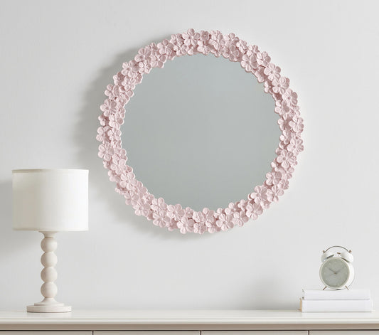 Blush Hydrangea Round Mirror (28")